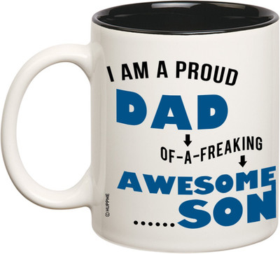 

Huppme Awesome Son Inner Black Ceramic Mug(350 ml), Black;white