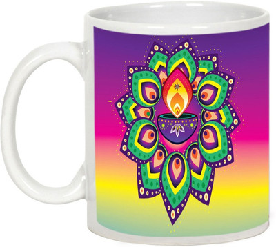 

AllUPrints Gifts For Diwali - Enjoy The Spirit Of Deepawali Ceramic Mug(325 ml), White
