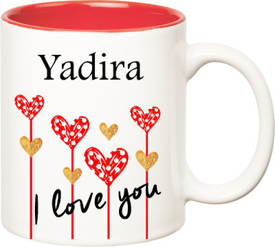 

Huppme I Love You Yadira Inner Red (350 ml) Ceramic Mug(350 ml), Red;white