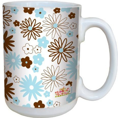 

Tree-Free Greetings Greetings lm43518 Pretty Brown and Blue Daisies by Carolyn Gavin Ceramic with Full-Sized Handle, 15-Ounce Ceramic Mug(60 ml), Multicolor