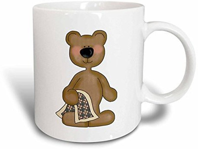 

3dRose mug_104464_1 Cute Baby Blankie Blanket Bear Ceramic, 11 oz, White Ceramic Mug(60 ml), Multicolor
