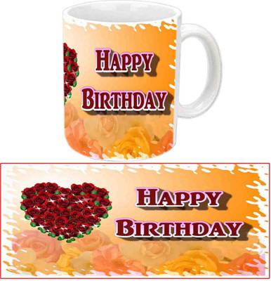 

Raj Laxmi Happy B'day With Roses White Ceramic Mug(3.5 ml)
