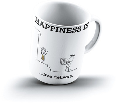 Ucard Happiness Is1170 Bone China, Ceramic, Porcelain Mug(325 ml)