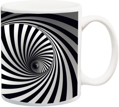 ME&YOU 3D Black and White Whirlpool Printed Ceramic Coffee Mug(325 ml)