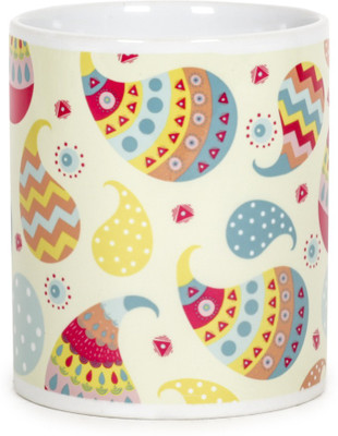 

Chumbak Pretty Paisley Ceramic Mug(300 ml), Multicolor