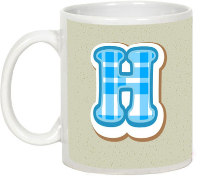 

AllUPrints Colorful Alphabet Letters "H" Ceramic Mug(325 ml), White