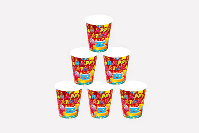 

Funcart Three Tier Cake Paper Mug(250 ml, Pack of 6), Multicolor