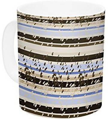 

Kess InHouse InHouse Mydeas Nautical Breeze-Sandy Stripes Tan Blue Ceramic Coffee, 11 oz, Multicolor Ceramic Mug(60 ml)