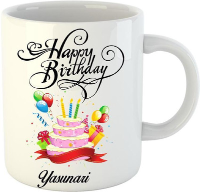 

Huppme Happy Birthday Yasunari White (350 ml) Ceramic Mug(350 ml)