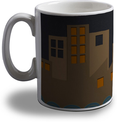 

Artifa Moon And Buildings Porcelain, Ceramic Mug(350 ml), Multicolor
