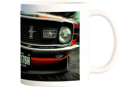 

Rangeele Inkers Black Mustang Cool Ceramic Mug(300 ml), Multicolor