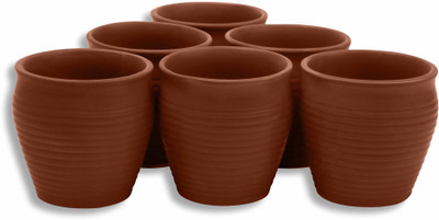 

MC SID RAZZ Earthen Glazed Terracotta Chai/Tea Kulhad Cups Ceramic(Brown, Pack of 6)