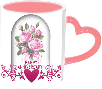 

Raj Laxmi Happy Anniversary Dear Pink Handle Ceramic Mug(350 ml)