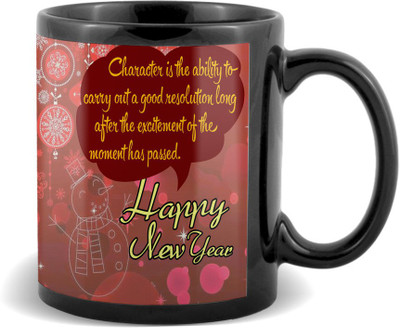 

SKY TRENDS Happy new year moments character wishing gifts for boyfriend girlfriend friend Ceramic Mug(320 ml), Black