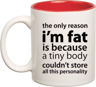 HuppmeGift Fat Personality Inner Red Ceramic Coffee Mug(350 ml)