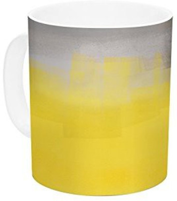 

Kess InHouse InHouse CarolLynn Tice A Simple Abstract Yellow Gray Ceramic Coffee, 11 oz, Multicolor Ceramic Mug(60 ml)