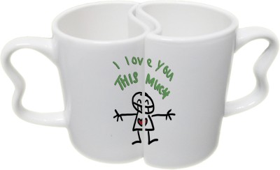 

Ucard This Much Love CoupleMug Set Bone China, Ceramic, Porcelain Mug(325 ml, Pack of 2)