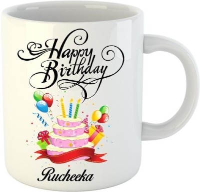 

Huppme Happy Birthday Rucheeka White (350 ml) Ceramic Mug(350 ml)