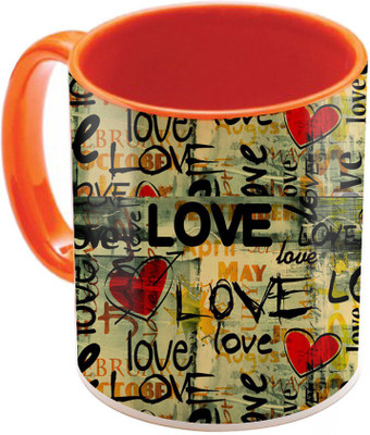 

SKY TRENDS Valentine Gift for Girlfriend Love Printed I Love U Forever Perfect for Her Him Wife Fiance Anniversary And Birthday STGD071 Ceramic Mug(325 ml), Orange
