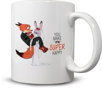 

Ackme Design Super Happy Ceramic Mug(325 ml), Multicolor