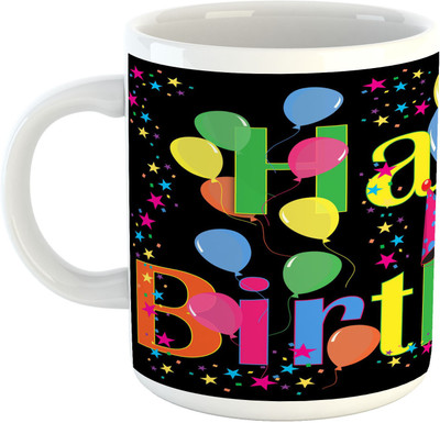 

Deeher Gifts Happy Birthday design 10 Ceramic Mug(330 ml), Multicolor