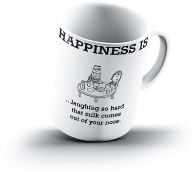 

Ucard Happiness Is1780 Bone China, Ceramic, Porcelain Mug(325 ml), Multicolor