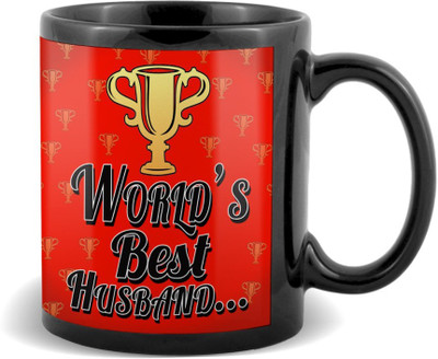 

SKY TRENDS Worlds Best Husband Red Background Black Coffee Valetine's Ceramic Mug(320 ml)