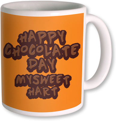 PhotogiftsIndia Happy Chocolate Day With Yello Background Coffee Ceramic Mug(350 ml), White