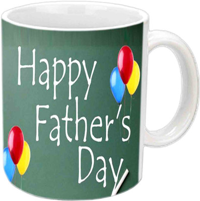 

Raj Laxmi Happy Fathers Day Colorful Ballons Design White Ceramic Mug(350 ml)