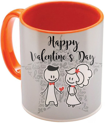 

SKY TRENDS Valentine Gift for Girlfriend Love Printed I Love U Forever Perfect for Her Him Wife Fiance Anniversary And Birthday STGD129 Ceramic Mug(325 ml), Orange