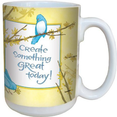 

Tree-Free Greetings Greetings lm43439 Uplifting Creative Inspiration Bluebirds by Robin Pickens Ceramic with Full-Sized Handle, 15-Ounce Ceramic Mug(60 ml), Multicolor