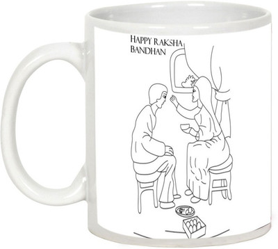 

AllUPrints Rakhi Gifts - Happy Rakshabandhan My Little Bro Ceramic Mug(325 ml), White