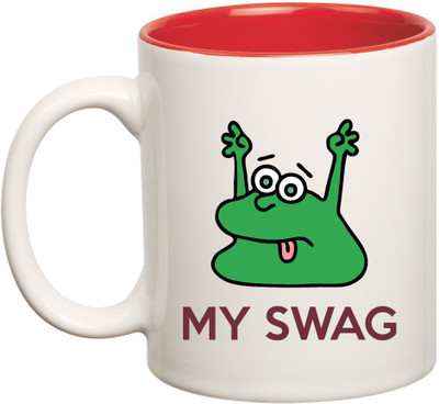 

HuppmeGift Swag Inner Red Ceramic Mug(350 ml), Red;white