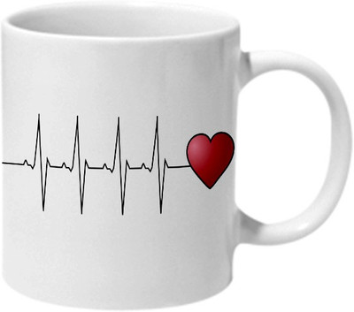 

Mooch Wale Heart Beat Ceramic Mug(325 ml), Multicolor