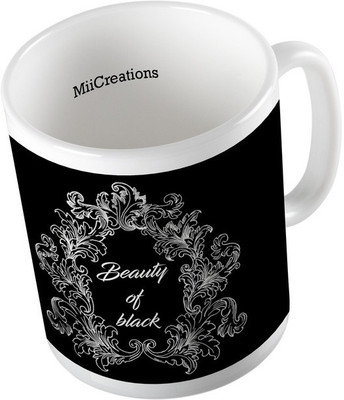 

MiiCreations Printed Beauty Of Black Ceramic Mug(325 ml), Multicolor