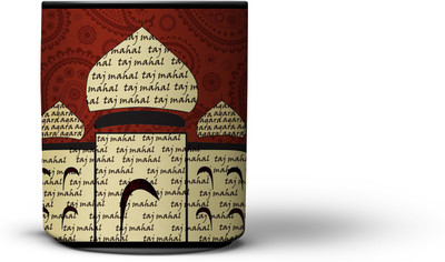 

The Indian 300ml Red Taj Mahal Ceramic Mug(300 ml), Multicolor