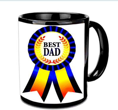 

Raj Laxmi Best Dad Multicolor Ceramic Mug(350 ml), Black
