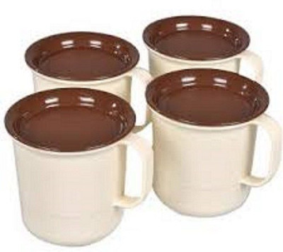 

Tupperware Coffees with Coaster Plastic Mug(200 ml, Pack of 4), White