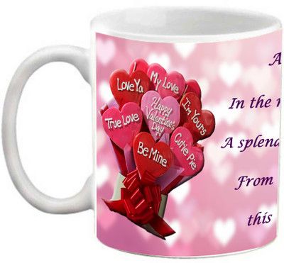 

EFW I Love You Be Mine Cutie Pie Red Heart Printed Coffee Ceramic Mug(325 ml), White