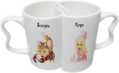 

Ucard Scorpio and Virgo Zodiac Sign Couple Bone China, Ceramic, Porcelain Mug(325 ml), Multicolor