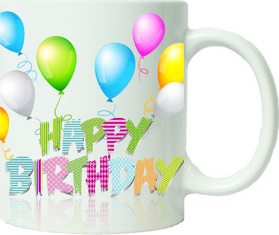 

Maison N Mode Happy Birth Day Colour Ballon Coffee Ceramic Mug(330 ml), Multicolor