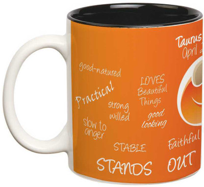 

Prithish Taurus Double Color Ceramic Mug(330 ml), Multicolor