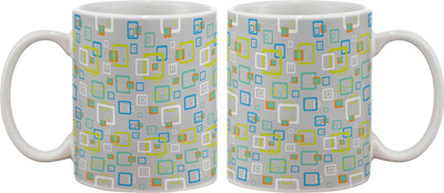 

Artifa Squares Pattern Porcelain, Ceramic Mug(350 ml), Multicolor