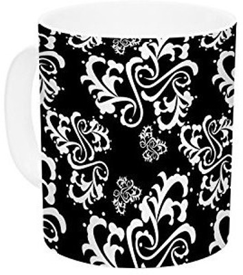 

Kess InHouse InHouse Mydeas Sweetheart Damask Black and White Pattern Ceramic Coffee, 11 oz, Multicolor Ceramic Mug(60 ml)