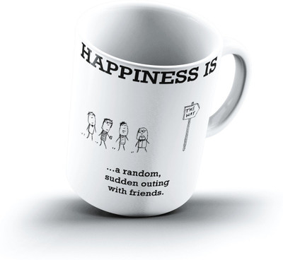 

Ucard Happiness Is1895 Bone China, Ceramic, Porcelain Mug(325 ml), Multicolor