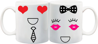 

ME&YOU Gift for Husband/Wife/Hubby/Wifey/Boyfriend/Girlfriend;Couple On Valentine's Day And Anniversary special Printed Ceramic Mug(325 ml, Pack of 2), Multicolor