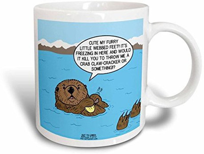 

3dRose Sea Otter Sour Grapes Ceramic, 11 oz, White Ceramic Mug(60 ml), Multicolor
