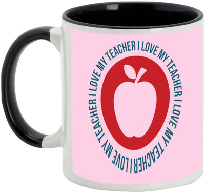 AllUPrints Love My Teacher Ceramic Mug(325 ml), Black