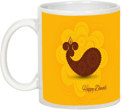 

AllUPrints Gifts For Deepawali - Make This Diwali Beautiful for Everyone Ceramic Mug(325 ml), White