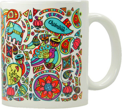 

Chumbak Mehendi Ceramic Mug(300 ml), Multicolor